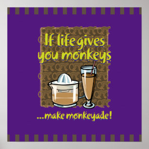 Affiche Si la vie vous donne des singes Fond violet