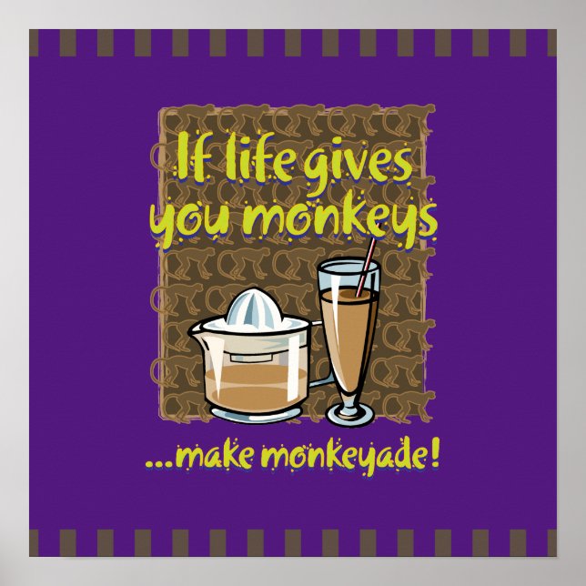 Affiche Si la vie vous donne des singes Fond violet (Devant)