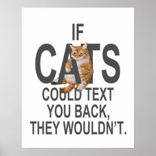 Affiche Si les chats pouvaient vous renvoyer un texto, ils