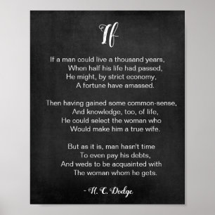 Affiche Si Poème de Reginald H. C. Dodge noir et blanc