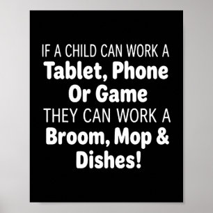 Affiche Si un enfant peut utiliser une tablette téléphone