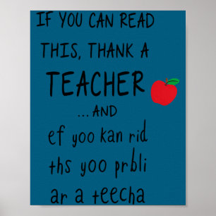 Affiche Si vous pouvez lire ceci, remerciez un professeur