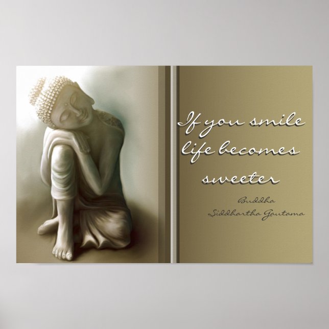 Affiche Si vous souriez...Poster de citation Bouddha (Devant)