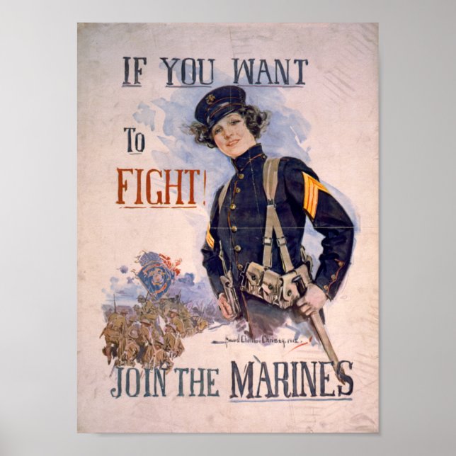 Affiche Si vous voulez combattre - Rejoignez les Marines (Devant)
