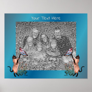 Affiche Siamese Cats Papillons Ajouter Votre Photo