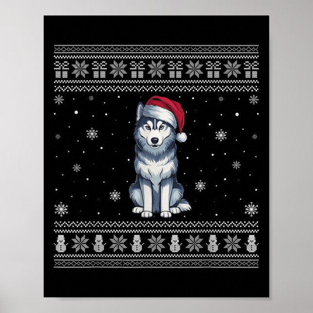 Affiche Siberian Husky Dog Lovers Men Women Santa Ugly Xma (Devant)