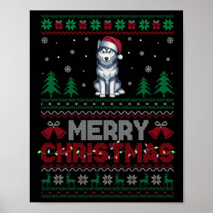 Affiche Sibérie Husky Amoureux de les chiens Santa Hat sap