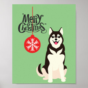 Affiche Sibérie Husky Noël Holiday
