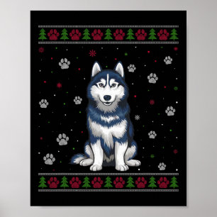 Affiche Sibérie Husky Sweat de Noël Xmas Animal de compagn