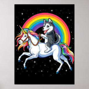 Affiche Sibérie Husky Unicorn Girls Space Galaxy