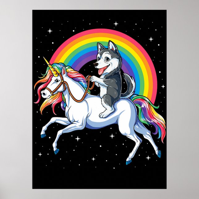 Affiche Sibérie Husky Unicorn Girls Space Galaxy (Devant)