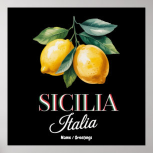 Affiche Sicile Italie Fiers Citrons Italiens Frais Sicilie