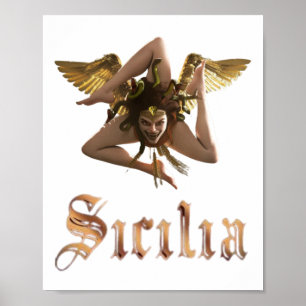 Affiche Sicile / Méduse sicilienne Trinacrie