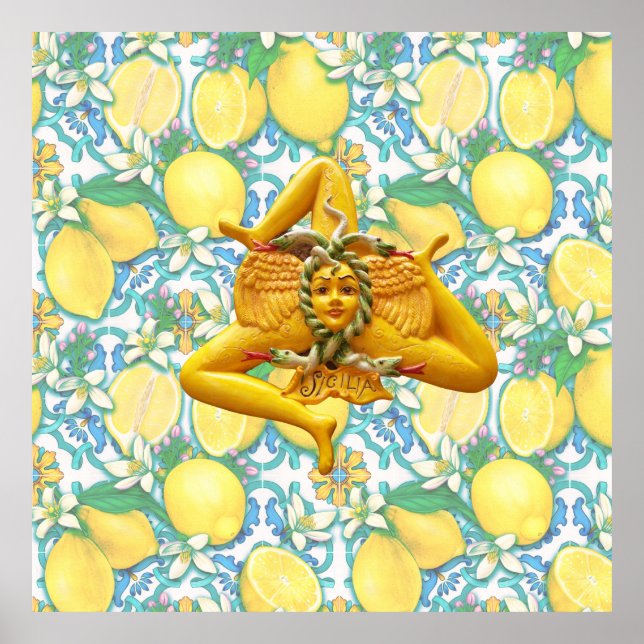 Affiche Sicilienne Trinacria Italien Pride Lright Lemon Ca (Devant)