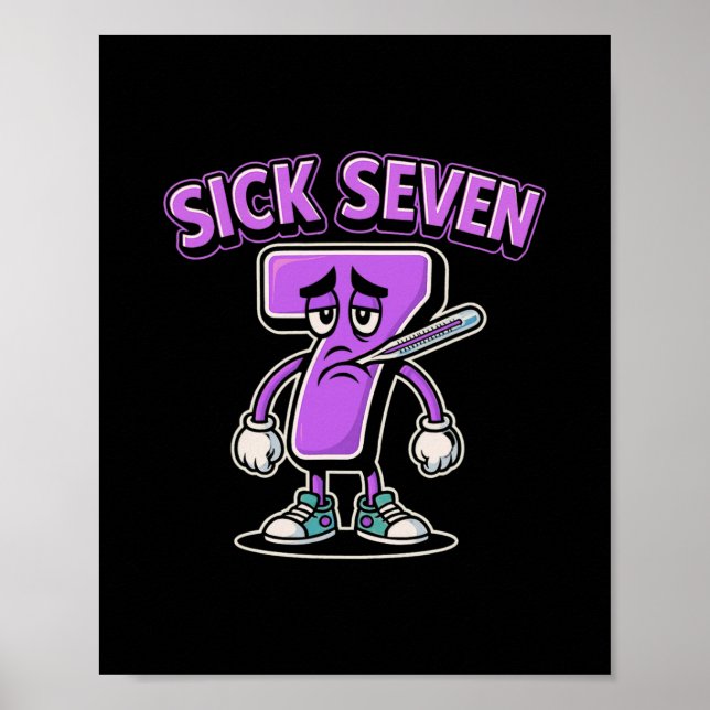 Affiche Sick Seven Meme Tee Six Seven Fun Wordplay Sick 7  (Devant)