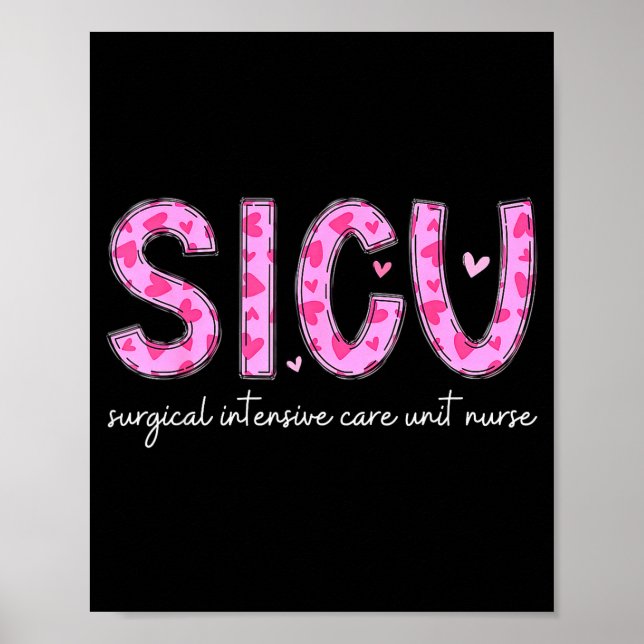 Affiche Sicu Nurse Heart Valentines Day Surgical Intensive (Devant)