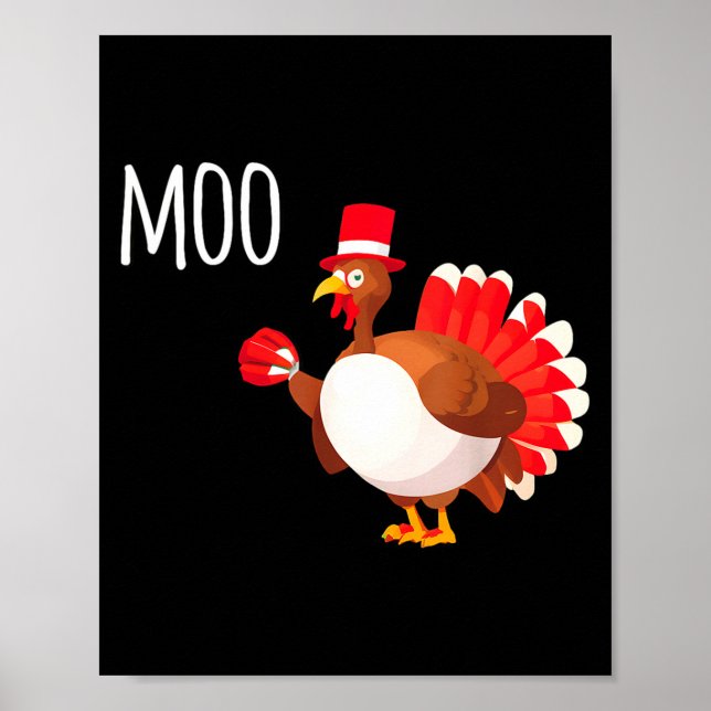 Affiche Side Eye Moo Turkey Funny Thanksgiving Autumn Fall (Devant)