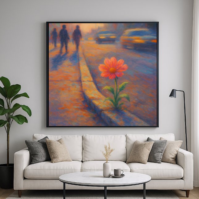 Affiche Sidewalk Blossom - Urban Pastel Peinture Style Art (Créateur téléchargé)