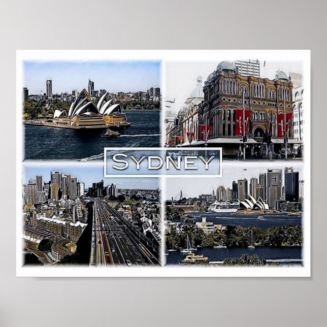 Affiche Sidney - Australie - Mosaic - (Devant)