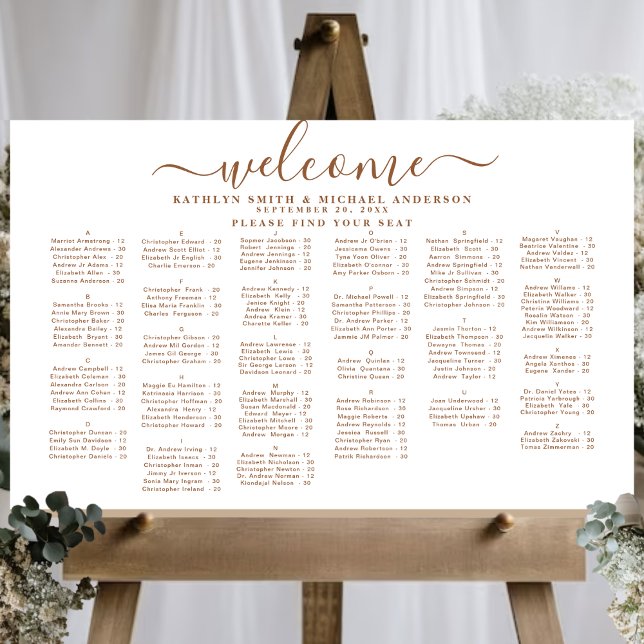 Affiche Siège Alphabétique Mariage moderne Dusty Beige (Créateur téléchargé)