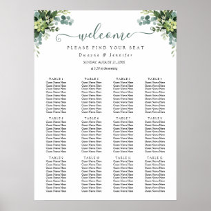 Affiche Siège de mariage d'été de verdure d'eucalyptus Boh