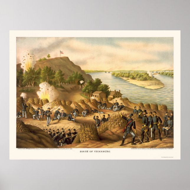 Affiche Siège de Vicksburg par Kurz et Allison 1863 (Devant)