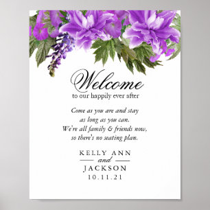 Affiche Siège Mariage De Bienvenue - Fleurs Plutôt Violett