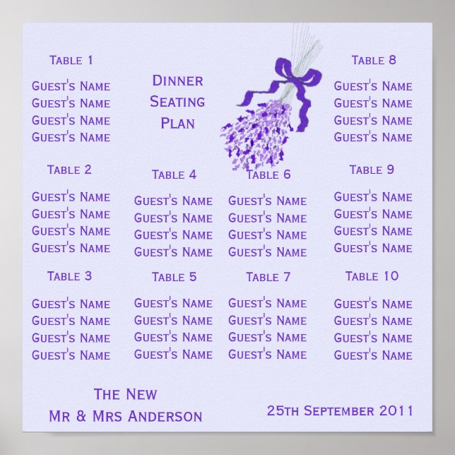 Affiche Siège Mariage Lavender Blush (Devant)