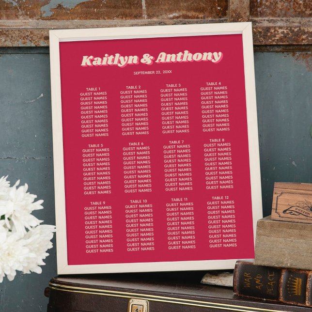 Affiche Siège Mariage Viva Magenta Super des années 70 (Créateur téléchargé)