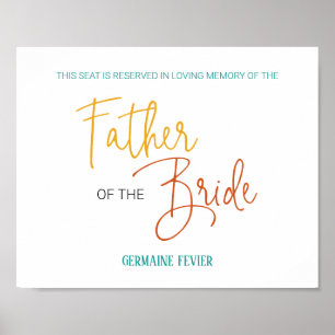 Affiche Siège Mémorial Coloré du Père de la Mariée Mariage