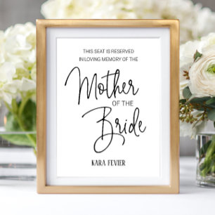 Affiche Siège réservé à la mémoire de la mère de la mariée