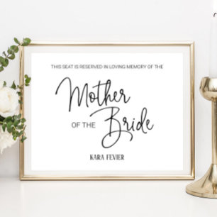 Affiche Siège réservé à la mère de la mariée Mémorial Mari