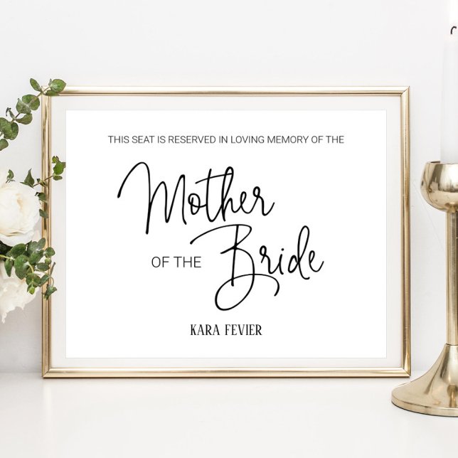 Affiche Siège réservé à la mère de la mariée Mémorial Mari (Créateur téléchargé)