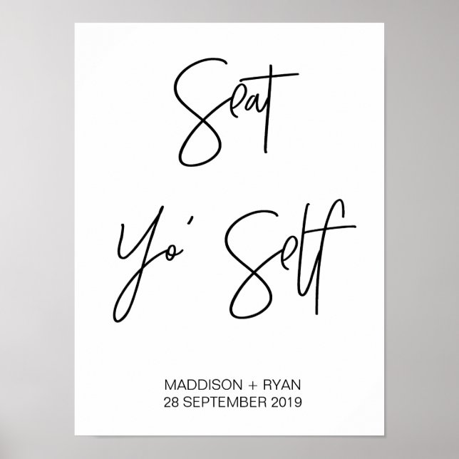 Affiche Siège Yo Self-Mariage Plan de siège gratuit Signer (Devant)