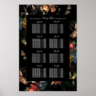 Affiche Sièges de mariage floraux romantiques sombres et l
