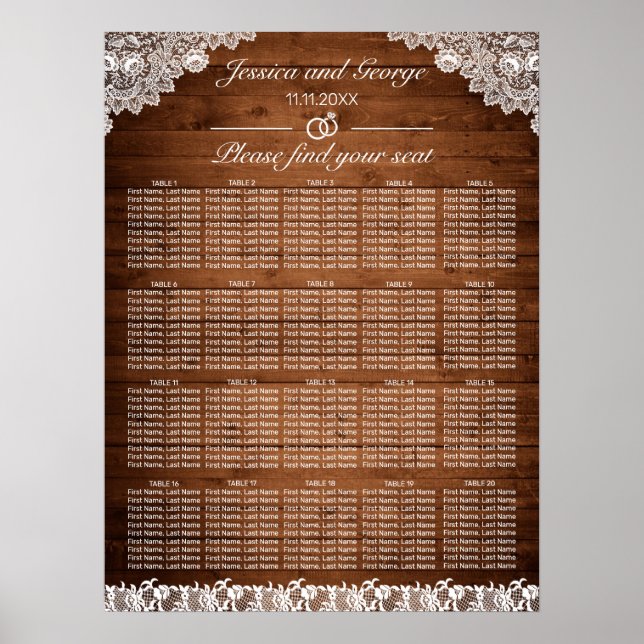 Affiche Sièges en bois rustique et dentelle blanche Graphi (Devant)