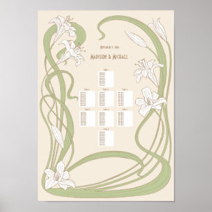 Affiche Sièges Mariages Lys blancs Graphique 8 Tableaux