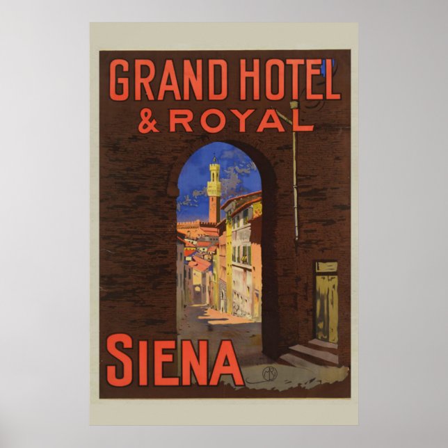 Affiche Siena Grand Royal Hotel Vintage Italie Travel (Devant)