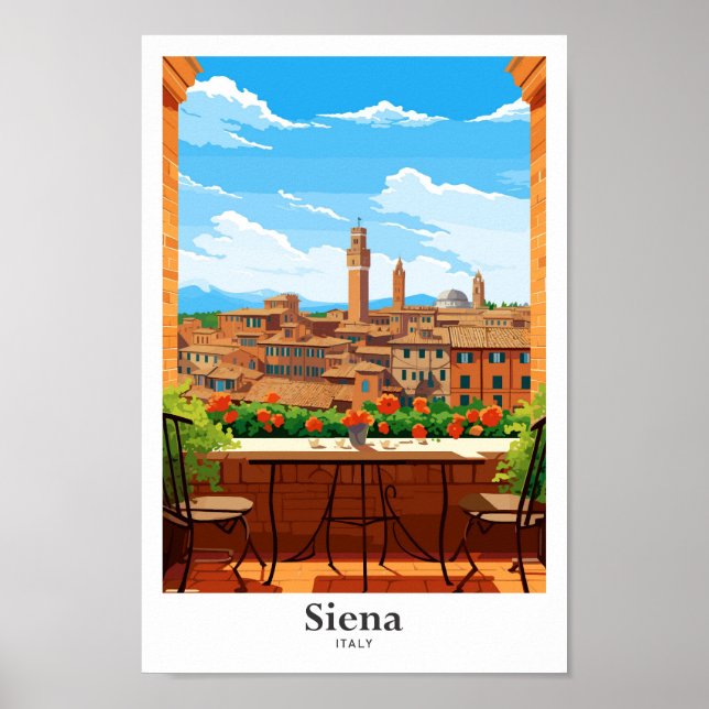 Affiche Siena Italie Art Voyage Vintage Illustration (Devant)