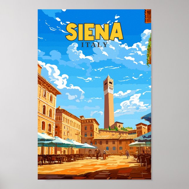 Affiche Siena Italie Voyage Art Vintage Illustration (Devant)