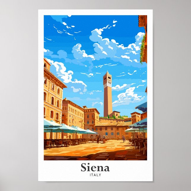 Affiche Siena Italie Voyage Art Vintage Illustration (Devant)