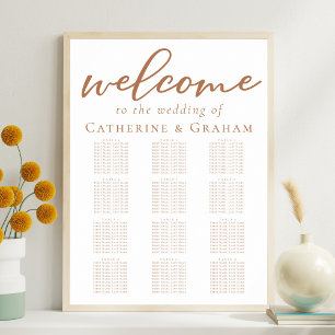 Affiche Sienna Brown Script Mariage 12 Table Seating Chart