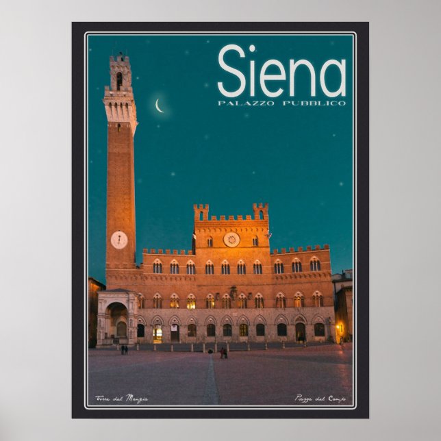 Affiche Sienne - Nuit Palazzo Pubblico (Devant)