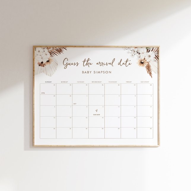 Affiche SIERRA Boho Devinez La Date D'Arrivée Baby Game 16 (Créateur téléchargé)