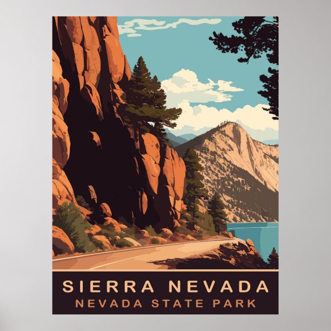 Affiche Sierra Nevada, Montagnes, Voyage (Devant)