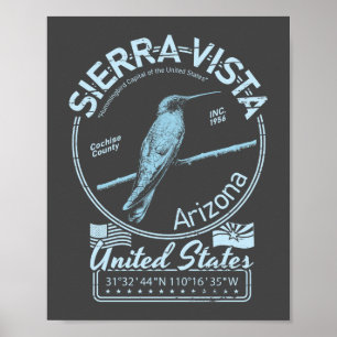 AFFICHE SIERRA VISTA ARIZONA - HUMMINGBIRD ILLUSTRATION
