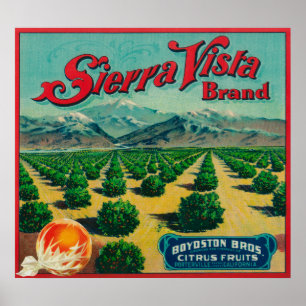 Affiche Sierra Vista Marque Étiquette Citrus Crate