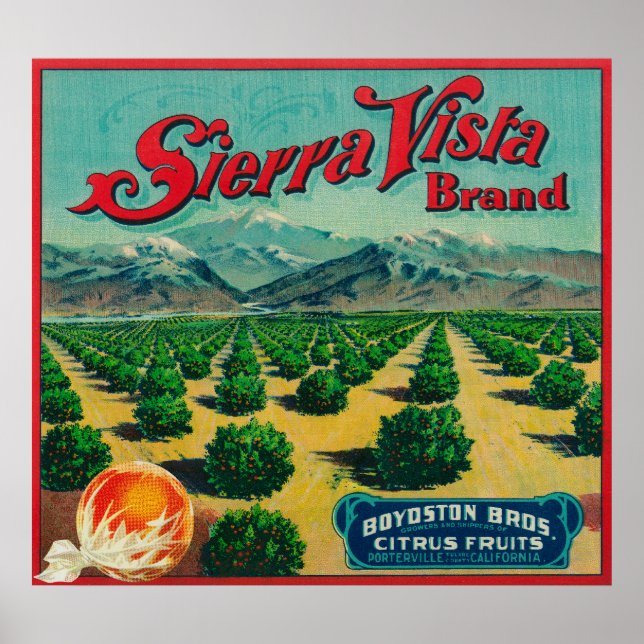 Affiche Sierra Vista Marque Étiquette Citrus Crate (Devant)