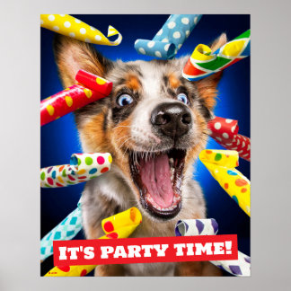 Affiche Sifflets pour fête de chien heureux