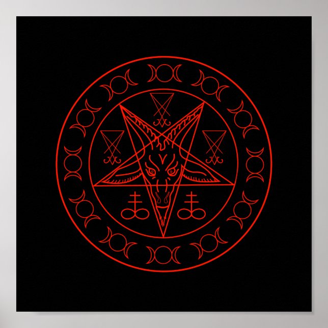 Affiche Sigil de Baphomet triple lune et sigile de lucifer (Devant)